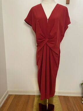 Banana Republic Factory Twist Front Dolman Midi Dress in Terracotta Size 14 NWT